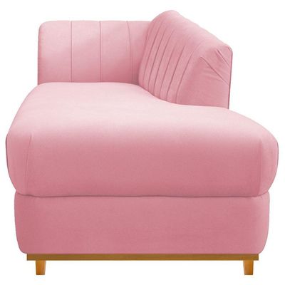 Kit Diva Recamier Vanessa 140cm Lado Direito E 01 Poltrona Laura Suede Cor Rosa Bebê