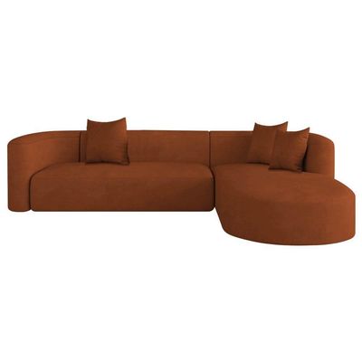 Sofá Modular Celinne Luxuoso Sala De Estar Decoração Luxo 265cm Suede Terracota