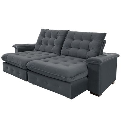 Sofá 3 Lugares Coliseu 2.30m Retrátil E Reclinável Super Pillow - Chumbo