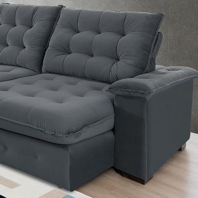 Sofá 3 Lugares Coliseu 2.30m Retrátil E Reclinável Super Pillow - Chumbo
