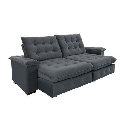 Sofá 3 Lugares Coliseu 2.30m Retrátil E Reclinável Super Pillow - Chumbo