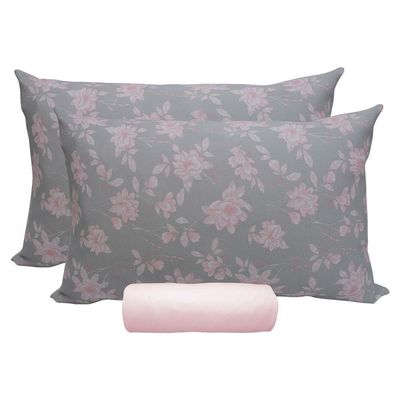 Kit Jogo de Lençol Graz Queen 3 Peças 100% Algodão Malha Rosa