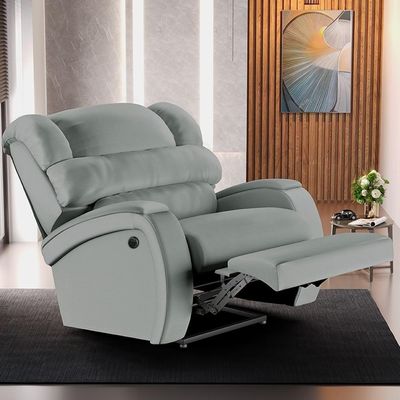 Poltrona Do Papai Reclinável Kalie Power Elétrica Massagem Fh9 Pu Cinza - Mpozenato