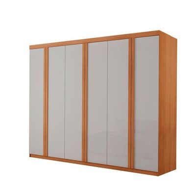 Guarda Roupa Casal Ortiz Mdf Com 6 Portas 2 Gavetas Moderna Naturalle/off White Sem Pés