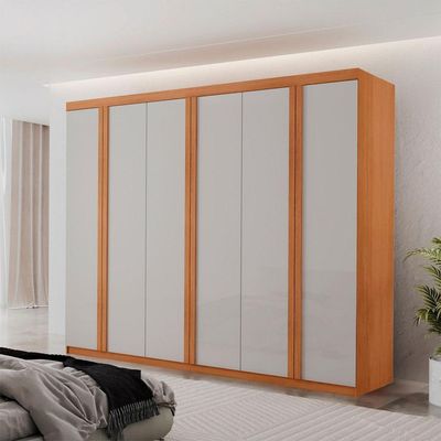 Guarda Roupa Casal Ortiz Mdf Com 6 Portas 2 Gavetas Moderna Naturalle/off White Sem Pés
