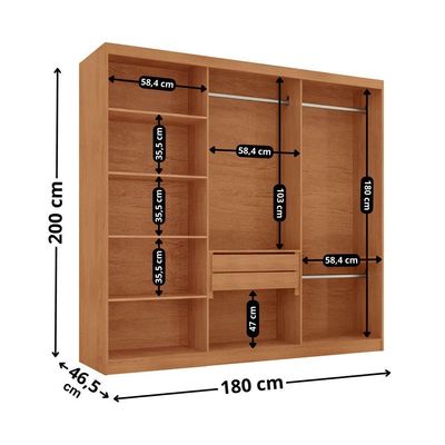 Guarda Roupa Casal Ortiz Mdf Com 6 Portas 2 Gavetas Moderna Naturalle Sem Pés