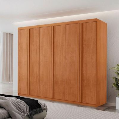 Guarda Roupa Casal Ortiz Mdf Com 6 Portas 2 Gavetas Moderna Naturalle Sem Pés