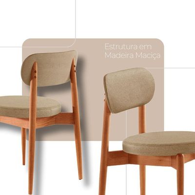 Sala De Jantar Mesa Ballare 120cm Tampo Redondo 4 Cadeiras Ambar/imbuia Nat/cinam. Imbuia