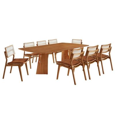 Sala De Jantar Mesa Florida Tampo Laminado Barril 8 Cadeiras Star Puce/imbuia Nat/cinam. Imbuia