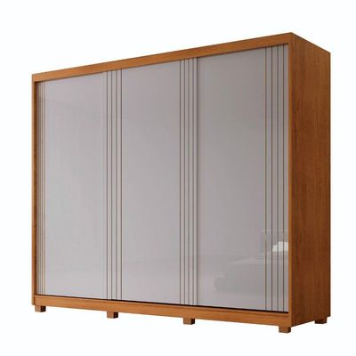 Guarda Roupa Casal Connor Mdf 3 Portas 2 Gavetas Com Pés Naturalle/off White