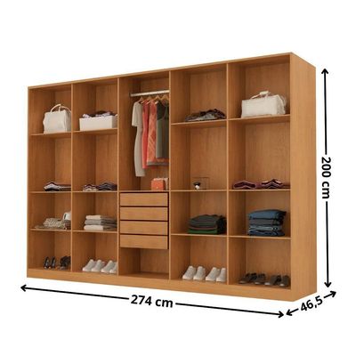 Guarda Roupa Casal Everest Mdf 10 Pts 4 Gav E 13 Prateleiras Naturalle