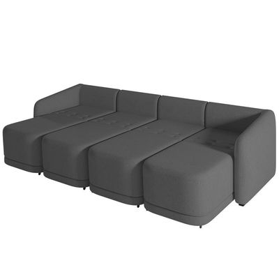 Sofá Cama Casal Para Sala 356cm Polska K04 Linho Cinza Escuro - Mpozenato