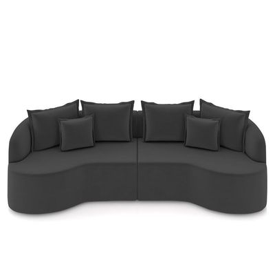 Sofá 4 Lugares 290cm Orgânico Quito Z08 Veludo Cinza Escuro - Mpozenato