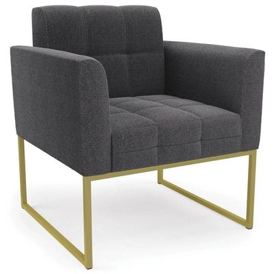 Poltrona Sala Base Industrial Dourado Kit 2 Ana Boucle Grafite - Ibiza