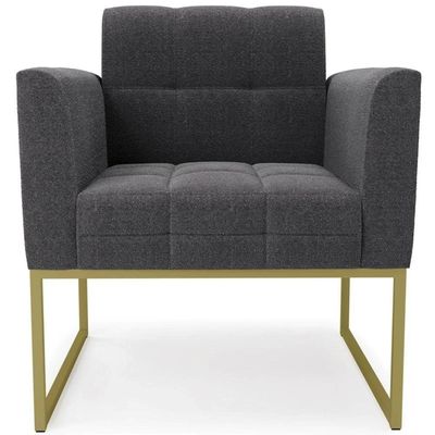 Poltrona Sala Base Industrial Dourado Kit 2 Ana Boucle Grafite - Ibiza