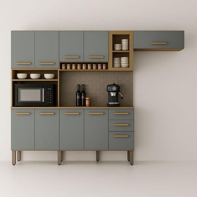 Cozinha Completa Athenas 10 Portas E Nichos Mobilihouse Cinamomo/cinza Acetinado