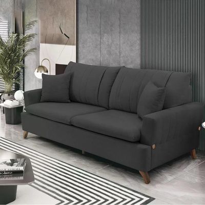 Sofa 3 Lugares 180 Cm Eron Linho Grafite Vazzano Grafite