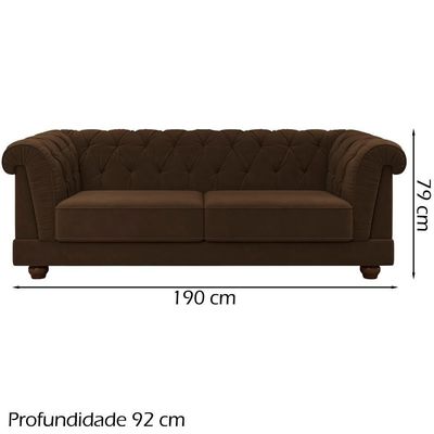 Sofa 2 Lugares 190 Cm Ponteio Veludo Sl 942 Moll Sl 942