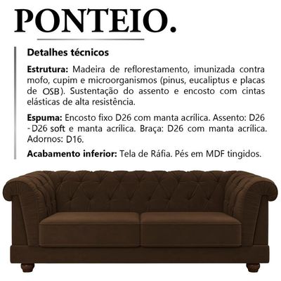 Sofa 2 Lugares 190 Cm Ponteio Veludo Sl 942 Moll Sl 942