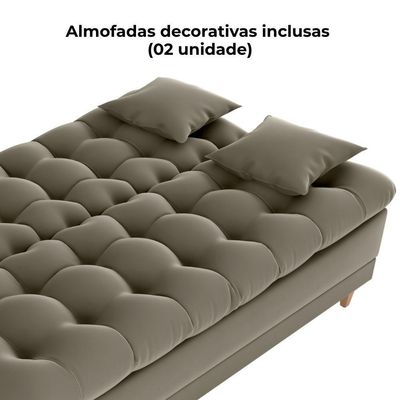 Sofa Cama 2 Lugares 185 Cm Duda Veludo Maserati Milani Store Marrom Claro