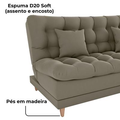 Sofa Cama 2 Lugares 185 Cm Duda Veludo Maserati Milani Store Marrom Claro