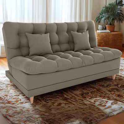 Sofa Cama 2 Lugares 185 Cm Duda Veludo Maserati Milani Store Marrom Claro