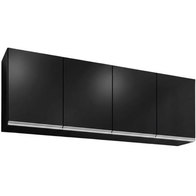 Armario Aereo 4 Portas Bp Lavinia 160 Cm Preto Eratto Moveis