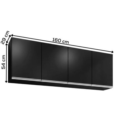 Armario Aereo 4 Portas Bp Lavinia 160 Cm Preto Eratto Moveis