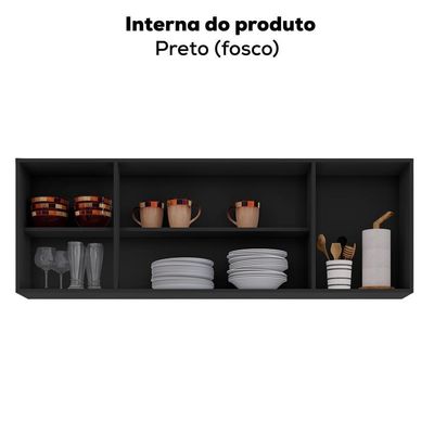 Armario Aereo 4 Portas Bp Lavinia 160 Cm Preto Eratto Moveis