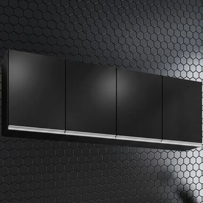 Armario Aereo 4 Portas Bp Lavinia 160 Cm Preto Eratto Moveis
