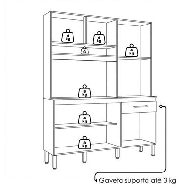 Kit Cozinha Compacta 6 Portas Siena 160 Cm Atacama Off White Armoveis Atacama Off White