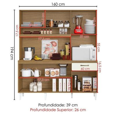 Kit Cozinha Compacta 6 Portas Siena 160 Cm Atacama Off White Armoveis Atacama Off White