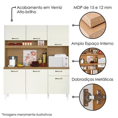 Kit Cozinha Compacta 6 Portas Siena 160 Cm Atacama Off White Armoveis Atacama Off White