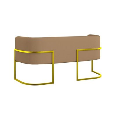 Sofá 2 Lugares Veludo Moderno Base Metal Gold Balaqui Capuccino