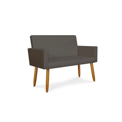 Sofá Namoradeira Lugares Luxo Tecido Balaqui Decor Courino Cinza