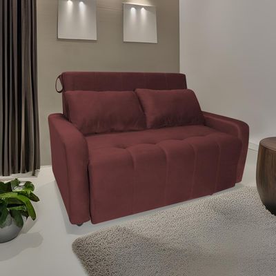 Sofá Cama Para Sala De Estar Amora New Suede - Goiaba Goiaba