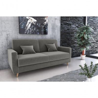 Sofá Cama Emília 2 Lugares 190cm Suede Cinza Matrix