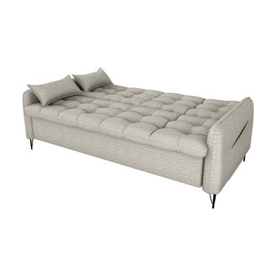 Sofá Cama Reclinável Com Almofadas 3 Lugares 200cm Pillar Linho Cinza Matrix Linho Cinza