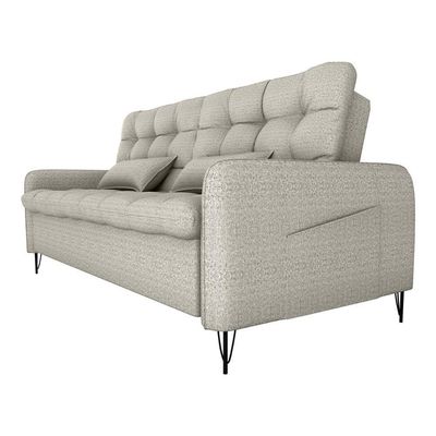Sofá Cama Reclinável Com Almofadas 3 Lugares 200cm Pillar Linho Cinza Matrix Linho Cinza