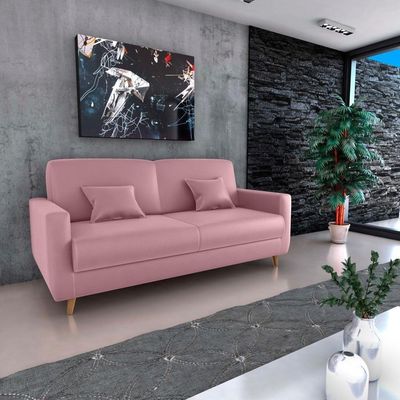 Sofá Cama Emília 2 Lugares 190cm Veludo Turkey Rosa Matrix