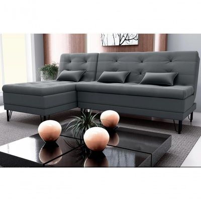 Sofá Cama Com Chaise 3 Lugares 2,00 Mts Nice Matrix Cinza