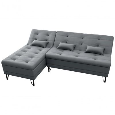 Sofá Cama Com Chaise 3 Lugares 2,00 Mts Nice Matrix Cinza