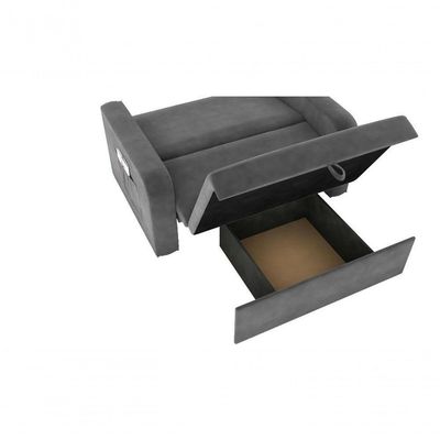 Sofá Cama Daiane 2 Lugares Com Baú Veludo Cinza Matrix