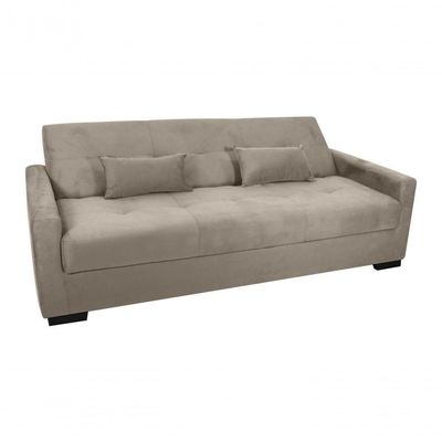 Sofá Cama Lavínia 3 Lugares Suede Bege Matrix