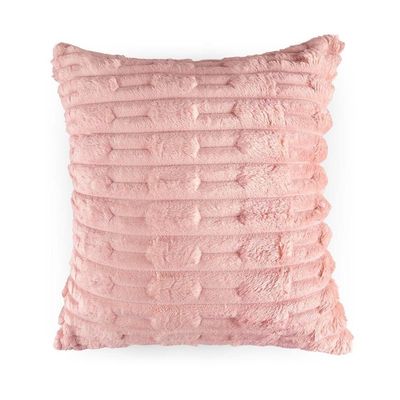 Kit 2 Capas De Almofada Polar Manta Ultrasoft Com Ziper Decorativa Sofá Sala Quarto Rosa Blush - 100% Poliéster