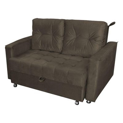 Sofá Cama 2 Lugares Duleek Veludo Marrom