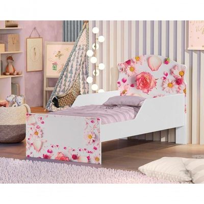 Mini Cama Rosas Com Colchão