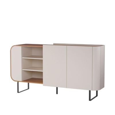 Balcão Buffet Aparador 2 Portas E Nichos Design Industrial Off White