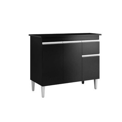 Balcão De Cozinha 3 Portas Oxford Preto Fosco