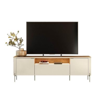 Rack Para Tv Com 2 Portas E 1 Gaveta Off White Canela
